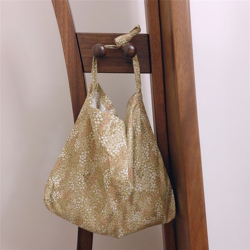 Sac fourre-tout en coton à imprimé floral