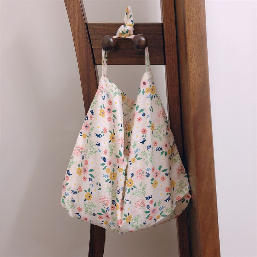 Sac fourre-tout en coton à imprimé floral