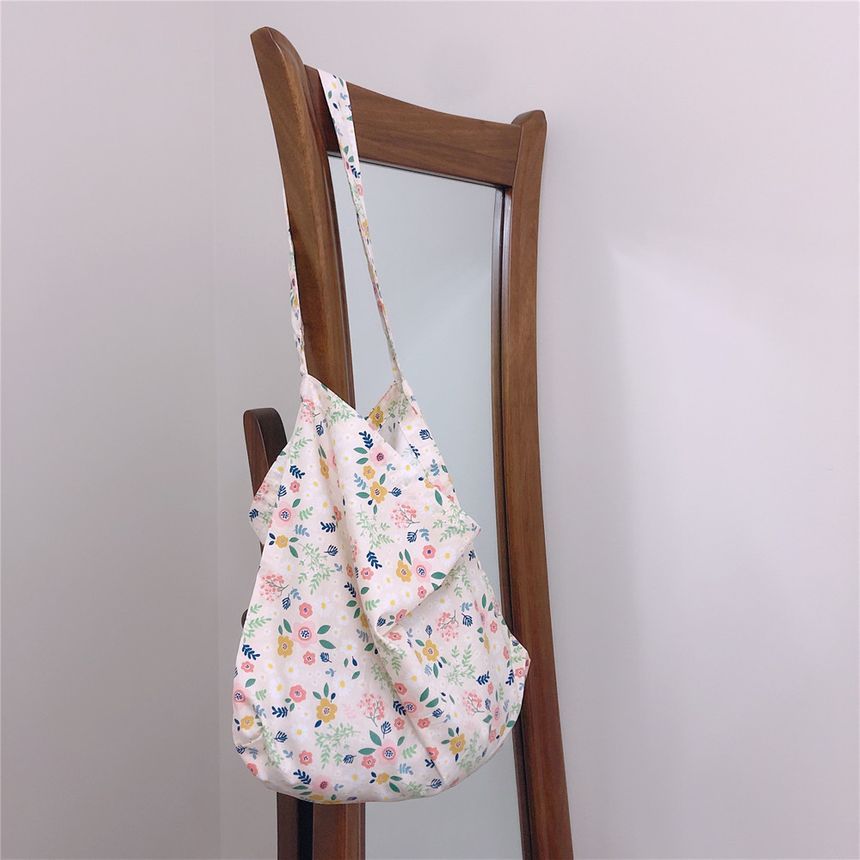 Sac fourre-tout en coton à imprimé floral