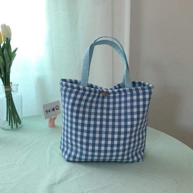 Lunchtasche aus Canvas mit Gingham-Muster