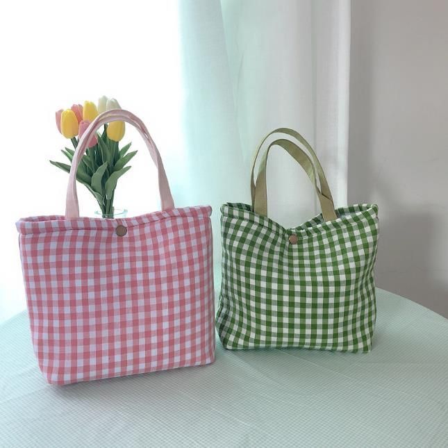 Lunchtasche aus Canvas mit Gingham-Muster