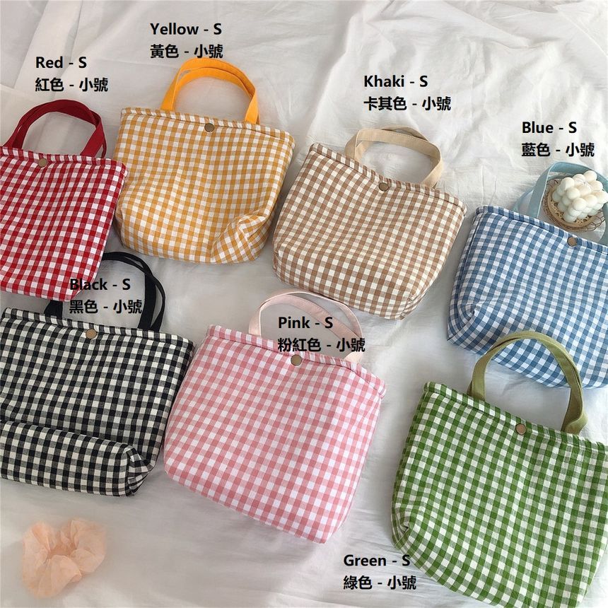 Lunchtasche aus Canvas mit Gingham-Muster