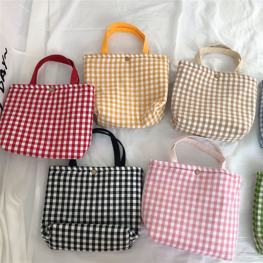 Lunchtasche aus Canvas mit Gingham-Muster