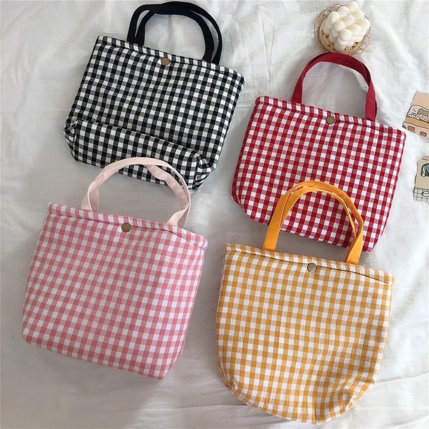 Lunchtasche aus Canvas mit Gingham-Muster