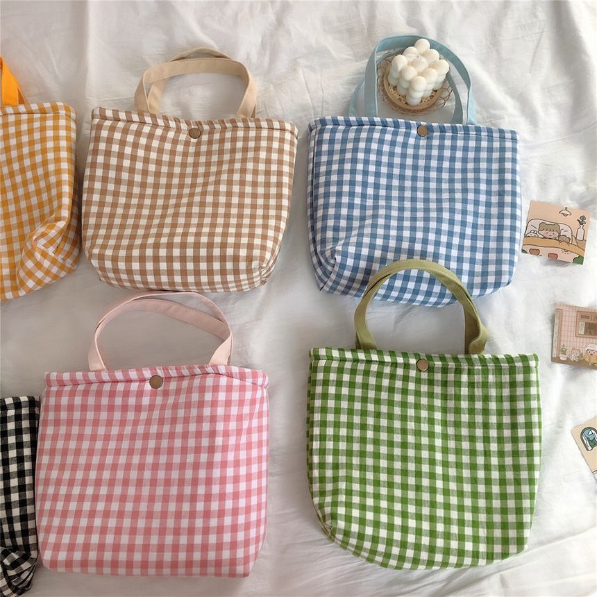 Lunchtasche aus Canvas mit Gingham-Muster