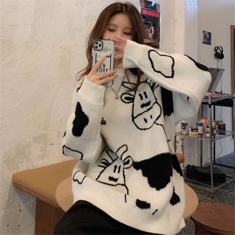 Cow Print Sweater