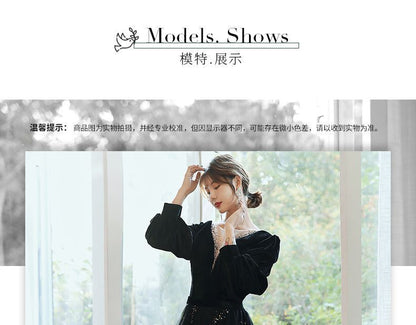 Long-Sleeve Glitter Velvet A-Line Gown