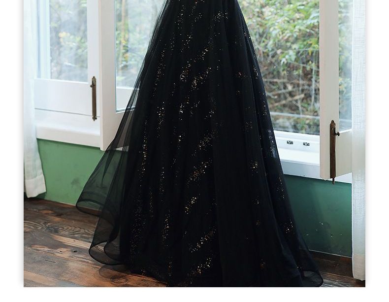 Long-Sleeve Glitter Velvet A-Line Gown