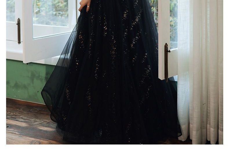 Long-Sleeve Glitter Velvet A-Line Gown
