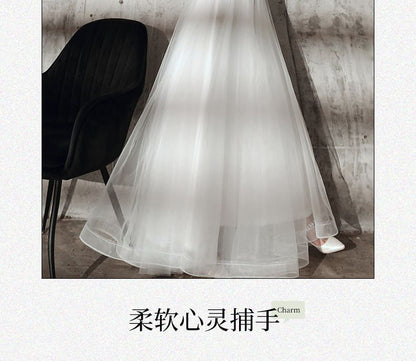 Short-Sleeve Floral Applique A-Line Gown