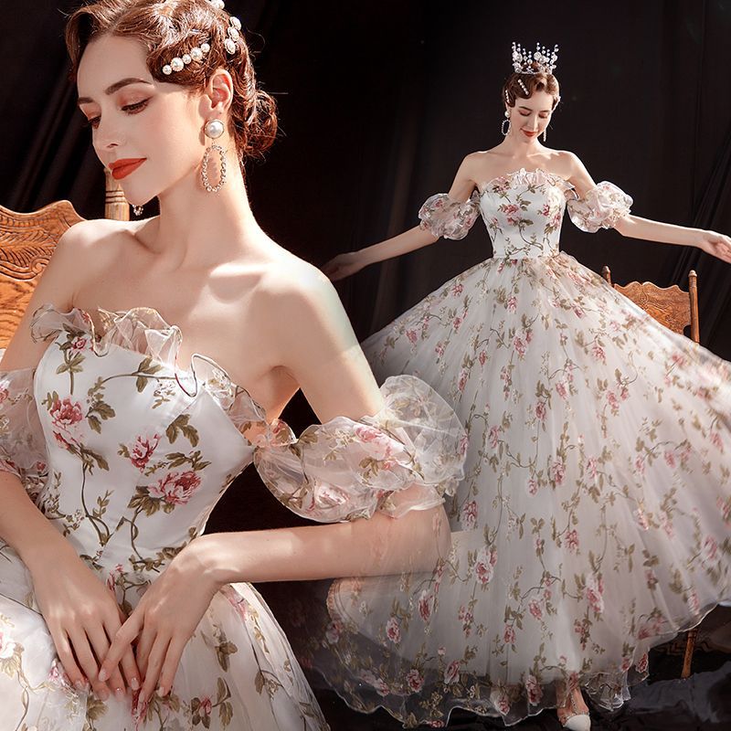 Floral A-Line Evening Gown