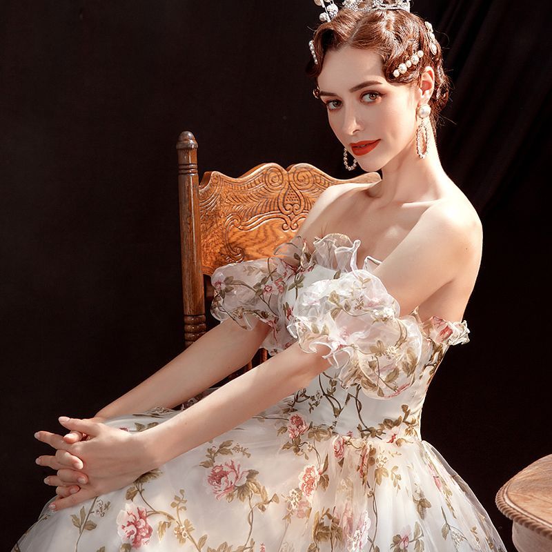 Floral A-Line Evening Gown