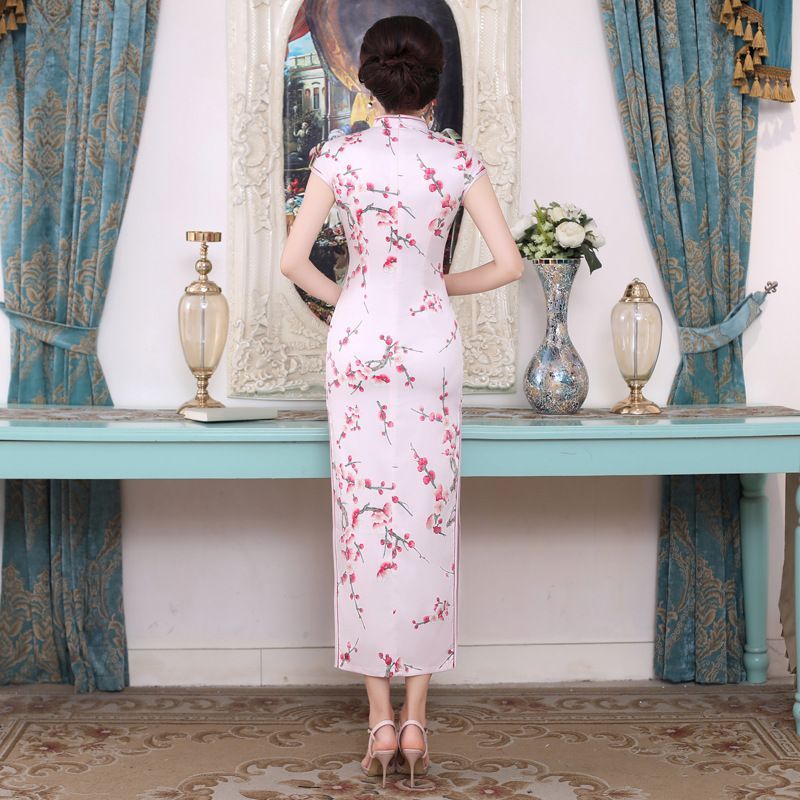 Cap-Sleeve Printed Cheongsam