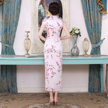 Cap-Sleeve Printed Cheongsam