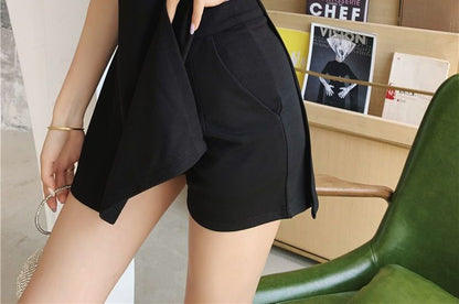 Set: Short-Sleeve Mini Qipao Dress + Shorts