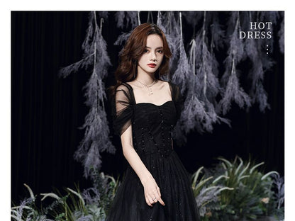 Plain Mesh A-Line Evening Gown