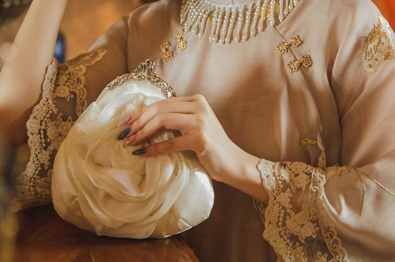 Elbow-Sleeve Floral Embroidered Qipao / Lace Slipdress / Set