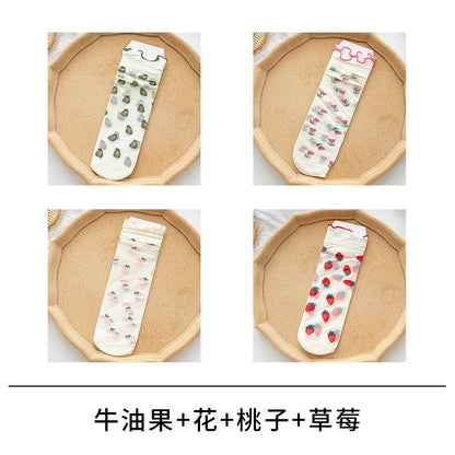 Fruit Print No Show Socks Set