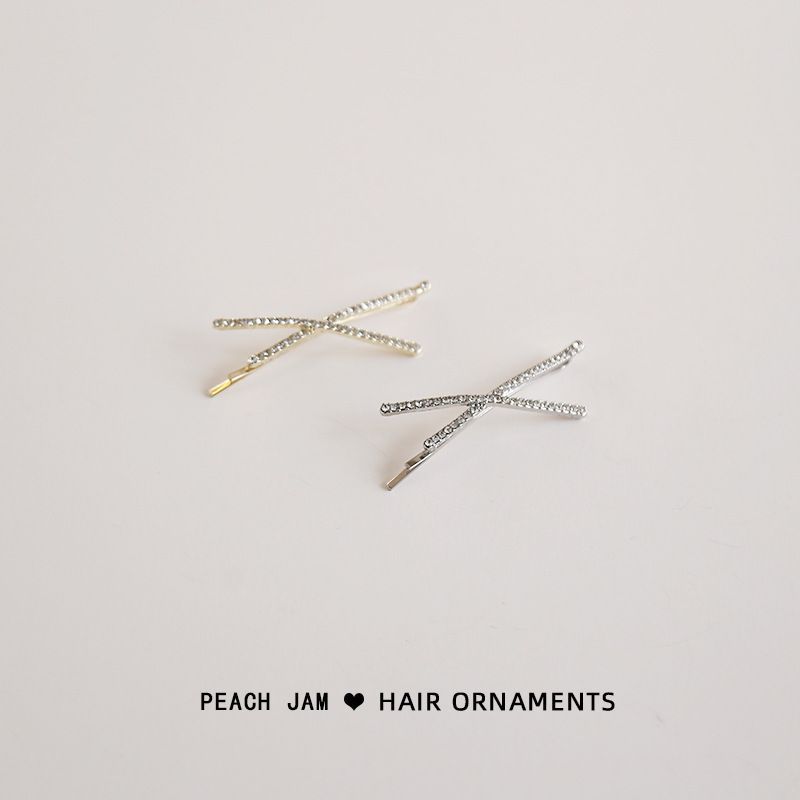 Pince à cheveux en croix avec strass / Pince à cheveux en croix avec fausses perles