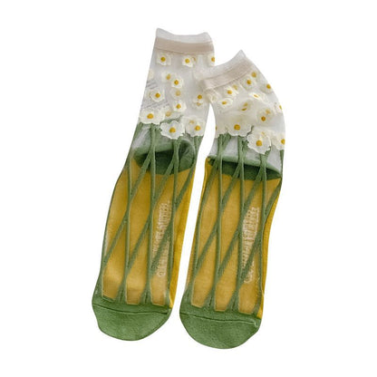 Set of 3: Floral Mesh Socks