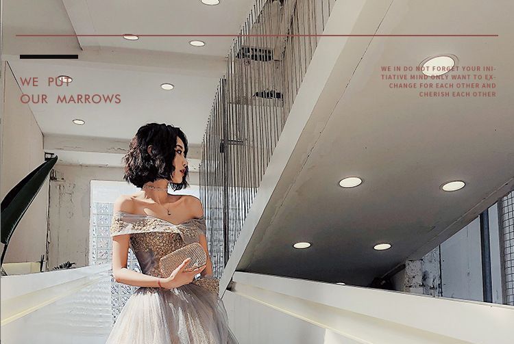 Off-Shoulder Gown Embroidered A-Line