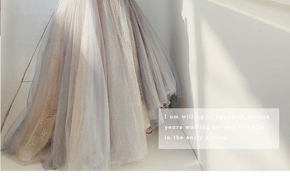 Off-Shoulder Embroidered A-Line Gown