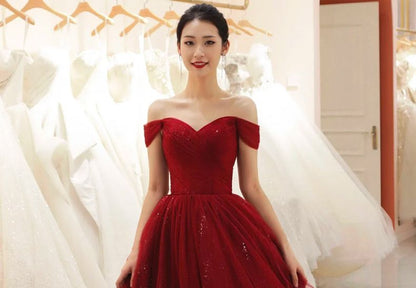 Off Shoulder Mesh A-Line Gown