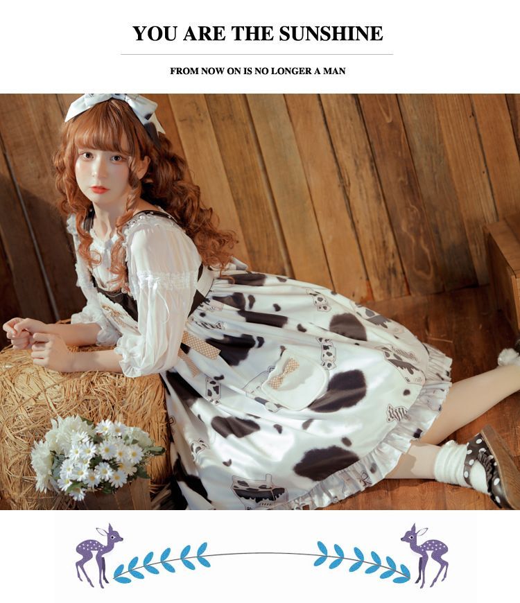 Lolita Cow Print Overall Dress