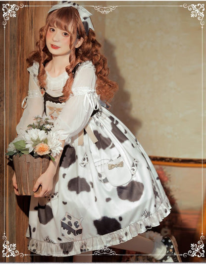 Lolita-Overallkleid mit Kuh-Print