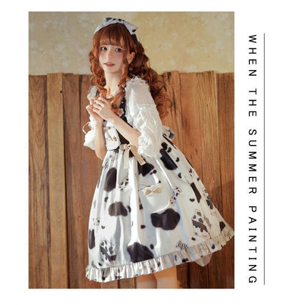 Lolita-Overallkleid mit Kuh-Print