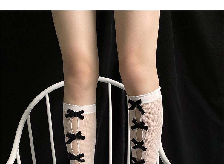 Bow Accent Perforated Socks