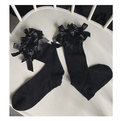 Ribbon Bow Accent Socks