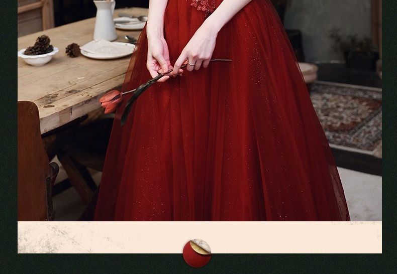 Off-Shoulder Flower Embroidered A-Line Evening Gown