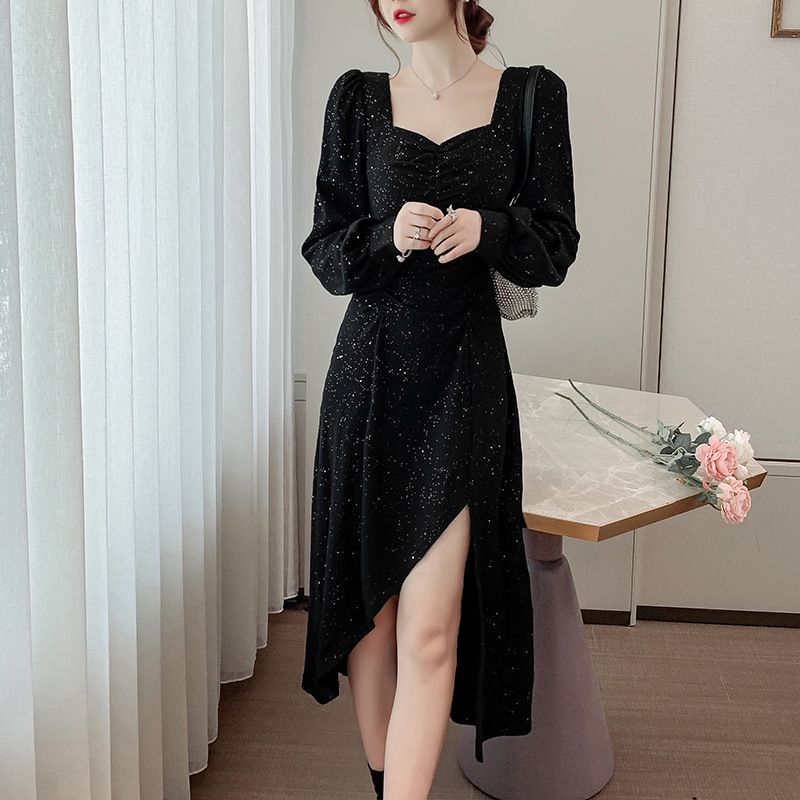 Puff Sleeve Sweetheart Slit A