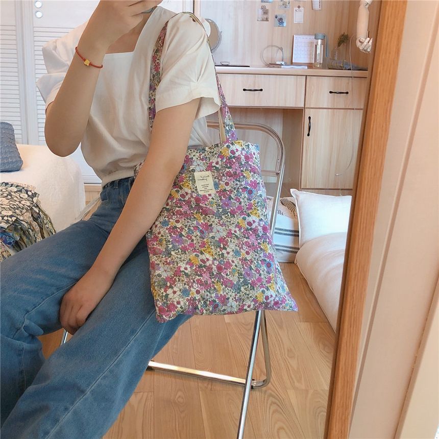 Sac fourre-tout à imprimé floral