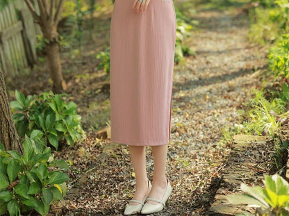 3/4 Sleeve Embroidered Qipao Dress