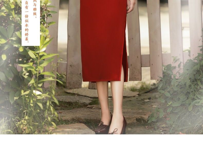 3/4 Sleeve Embroidered Qipao Dress