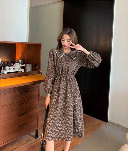 Peter Pan Collar Floral Print A