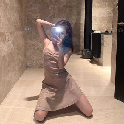 Strappy Glitter Sheath Party Dress