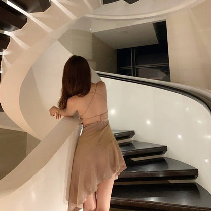 Strappy Glitter Sheath Party Dress