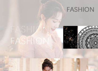 Puff-Sleeve Mesh A-Line Evening Gown