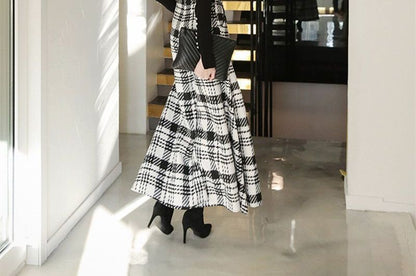 Karierte Schlaghose aus Wolle