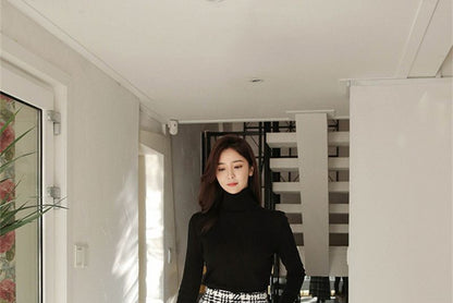 Karierte Schlaghose aus Wolle