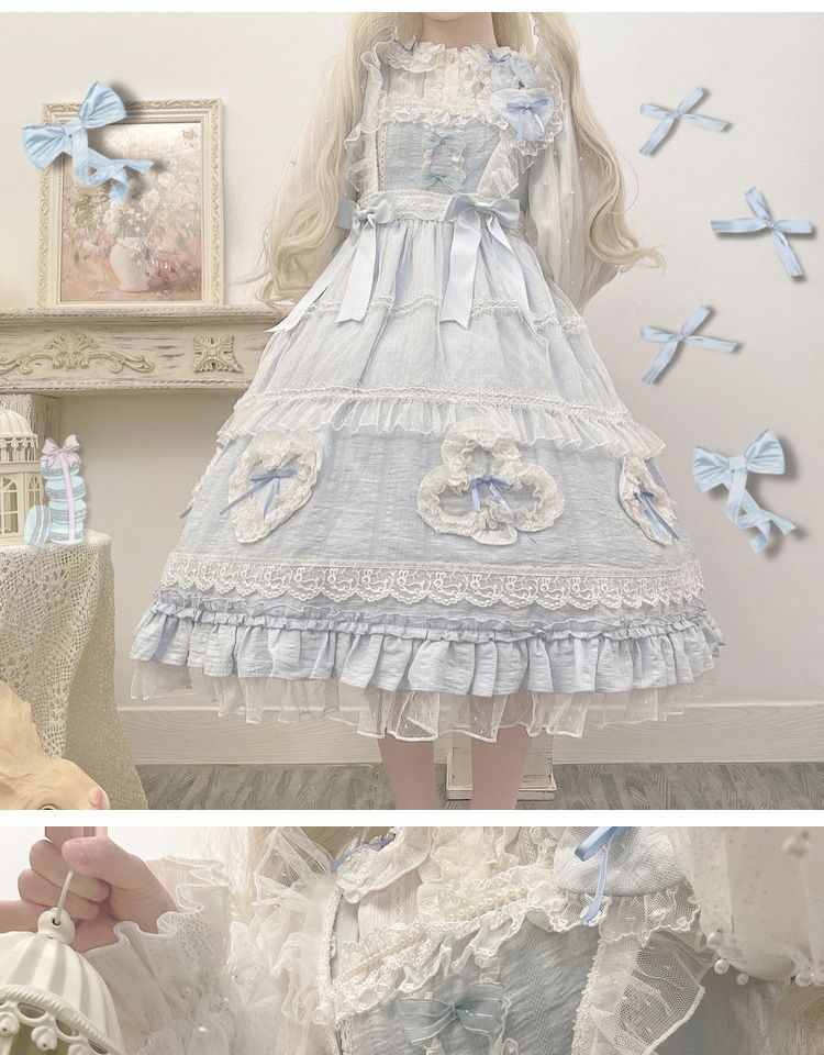 Lolita Ruffled Midi A-Line Overall Dress