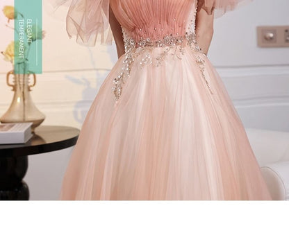 Off-Shoulder Mesh A-Line Evening Gown / Cocktail Dress