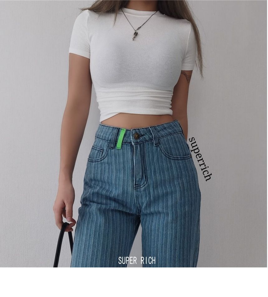 Cropped Top Plain Short-Sleeve