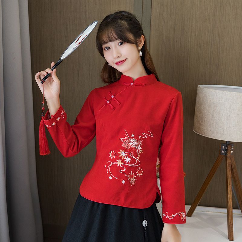 Flower Embroidered Hanfu Blouse