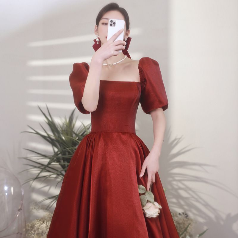 Puff-Sleeve A-Line Cocktail Dress / Evening Gown