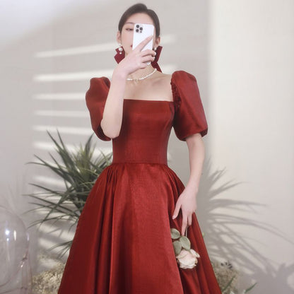 Puff-Sleeve A-Line Cocktail Dress / Evening Gown