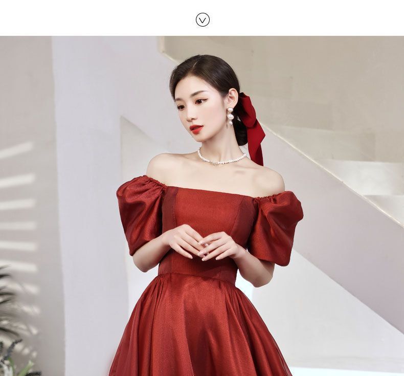 Puff-Sleeve A-Line Cocktail Dress / Evening Gown
